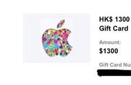 Apple gift card 1300