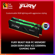 KINGSTON FURY BEAST RGB 16GB (2x8GB) DDR4 3200MHz KIT OF 2 MEMORY DUAL CHANNEL PC GAMING RAM KF432C16BBAK2/16 /KF432C16BB2AK2/16