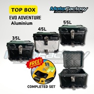 TOP BOX ALUMINIUM TANKER EVO ADVENTURE COMPLETE SET #READY STOCK