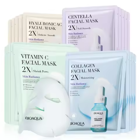 50pcs BIOAQUA Centella Collagen Face Mask Moisturizing Refreshing Sheet Masks Hyaluronic Acid Facial