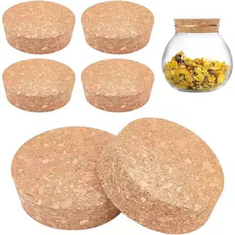 6 Pack Cork Bottle Stoppers Large Tapered Cork Plugs Natural Soft Wood Cork for Mason Jars, Glass Bo