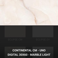 Keramik rectified cutting merk Uno UK 30x60cm tipe Continental CM Marble light untuk lantai atau din