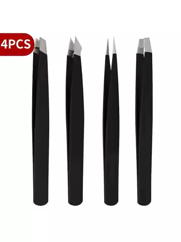 4pcs Professional Tweezers - Perfect For Eyebrow Hair Removal, Beard Pulling And Inward Growing Hair