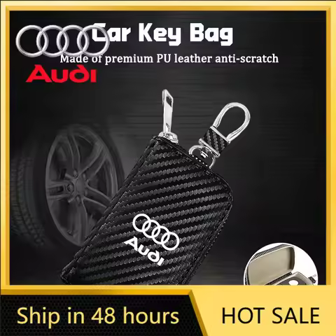 2025 Hot Carbon Fiber Leather Car Logo Key Box Keychain Bag for Audi A3 A4 A5 A6 A7 Q2 Q3 Q5 Q7 TT T