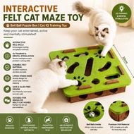Interactive Felt Cat Maze Toy | Bell Ball Puzzle Box | Cat IQ Training Toy