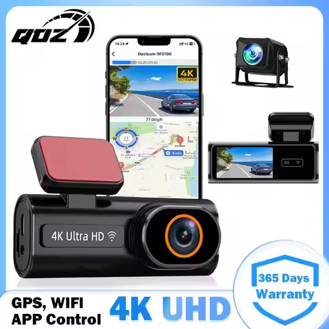 QOZ 4K UHD Dash Cam Dual Channel Dash Car with Super Night Vision Record Car DVR 24H Parking Monitor
