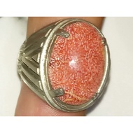 Natural Original Marjan Coral 20.5x13.8x7mm antique ancient ring size 8 Rp. 43,000