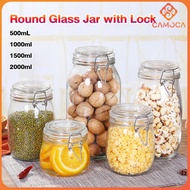 Cc Round Glass Jar with Lock 500mL 1000ml 1500ml 2000ml Kitchen Utensils
