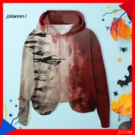 [JM] RetroHaunted House 3D Print hoodie for Women - Loose Fit Long Sleeve Halloween Costume