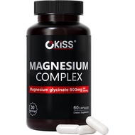 Okiss Magnesium Glycinate Complex with & B6, 60 Vegan Capsules |-Free, Nighttime Rest & Stress Suppo