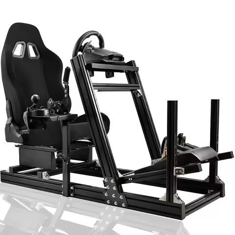 Aluminum Racing Cockpit, Seat, Fits Thrustmaster/Fanatec/Moza/Logitech, 8040 Frame, No Wheel/Pedals/