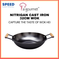 LA GOURMET NITRIGAN CAST IRON 32CM WOK 生铁锅 IRON WOK CAST IRON COOKWARE