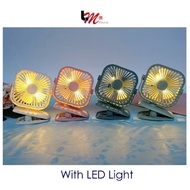LED Light 360 Adjust Mini Fan USB Charging Mini Clip Fan Rechargeable With Cable Small Kipas Portabl