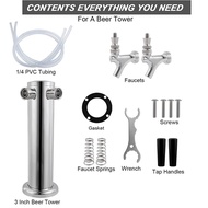 Dual Faucet Draft Beer Tower Double Faucet Tap Beer Tower Dispenser Chrome Plated Double Faucet Beer