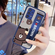 (มีสายรัดข้อมือ) Jinsouwe เคสมือถือเคสโทรศัพท์เคส Samsung Galaxy A51 A52 A70 A71 4G A72 A7 2018สำหรับชายหญิงการ์ตูนหมีเคสโทรศัพท์กล้องเคสป้องกัน