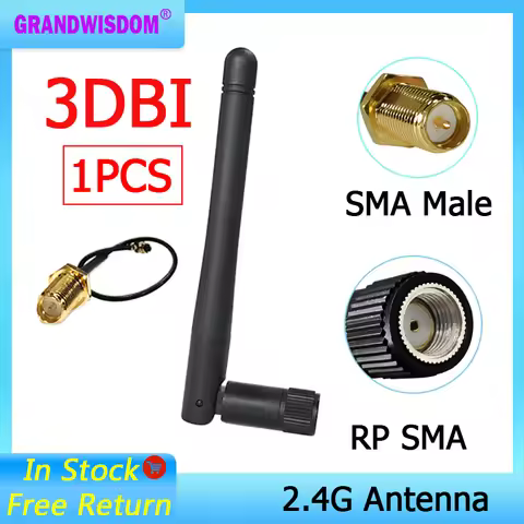 GWS 1pcs 2.4G Fold Antenna Gain 3dbi SMA Female SMA Male Pigtail Extension Cable for WiFi Zigbee 2.4