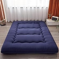 Heimorn Japanese Floor Mattress, Japanese Futon Mattress, Shikibuton Foldable &amp; Portable Camping Mattress with Washable Cover, Blue Queen