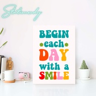 LUXWD06 "BEGIN EACH DAY WITH A SMILE" / MODERN WALL ART / WALL DECOR FLAT TYPE INSPIRATIONAL QUOTES