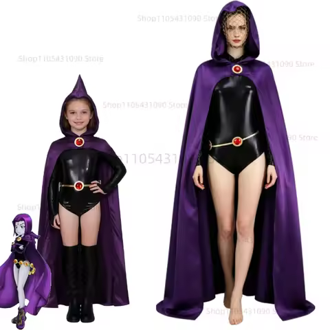 Teen Titans Raven Cosplay Costume Women's Costume Magical Girl Cosplay Fighting Bodysuit Full Set wi
