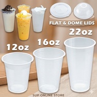 (100pcs) Disposable Plastic Cup with Lid / Cawan Air Meniaga / Pasar Malam / PP Cup(EC12oz/EC16oz/EC