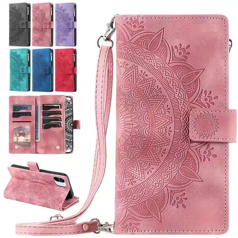 Zipper Wallet Multi 8 Cards Case For Sony Xperia 1 V 2023 10 V 2023 1 II 5 III 5 iii 10 IV Crossbody