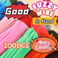 100pcs Colorful Fuzzy Wire Bouquet Pipe Craft Flower Chenille Stem DIY Children's Handmade Toy Gift