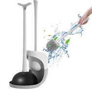 Others - 馬桶刷與通渠器組合套裝，2合1浴室清潔工具，適用於清潔馬桶及疏通堵塞排水管，含支架馬桶刷與高效通渠器