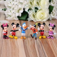 6Pcs/Set Disney Anime Peripheral Mickey Mouse Minnie Mouse Donald Duck Cake Decoration Gifts PVC Anime Figure Toys For Children