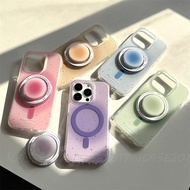 Macaron Splash Ink Round Magnetic Bracket Samsung S26 S25 S24 S23 Ultra S22+S21 FE A31 A51 Shock-Res