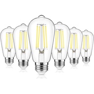 Vintage LED Edison Bulbs 60W Equivalent 850 Lumens, 6W Edison Light Bulb Daylight White 5000K, ST58 