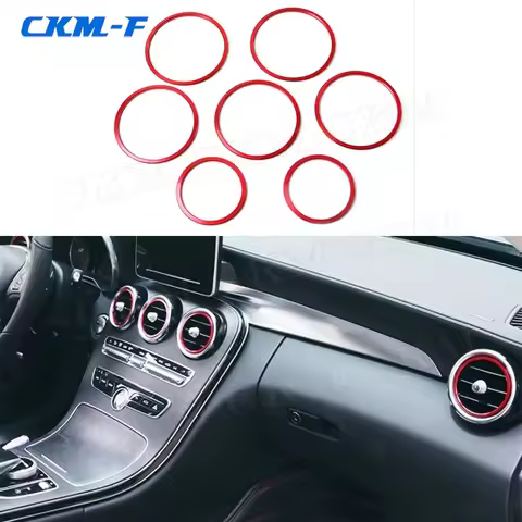 ABS Material Air Conditioning Vent Decorative Ring 7 PCS Car Accessories for Mercedes Benz C GLC Cla