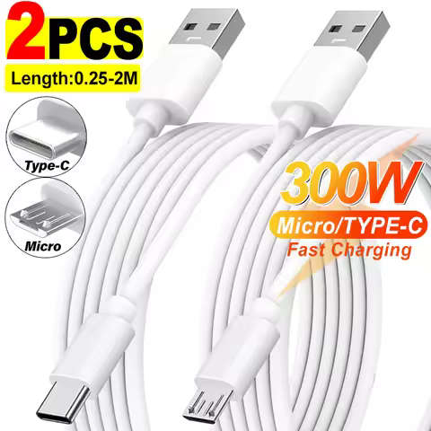 Thick Type C / Micro USB Cable 300W Super Fast Charging USB C Phone Charger Cables Cord Data Line fo