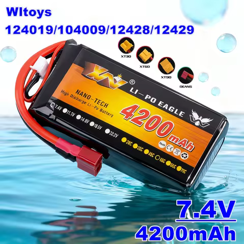 Upgraded Version Wltoys 124019 104009 12428 12429 Remote Control Car 7.4V 4200mAh 45C Lipo Battery F