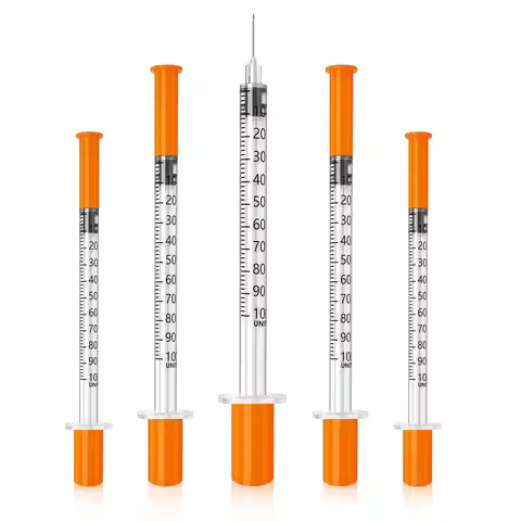 1ml 100pcs/box Disposable Safety Sterile Insulin Orange Cap Syringe Plastic Liquid Dispenser for pet