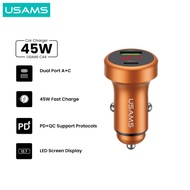 USAMS C44 CC327 Car Charger Adapter Usb-A+Type-C Fast Charging 45W
