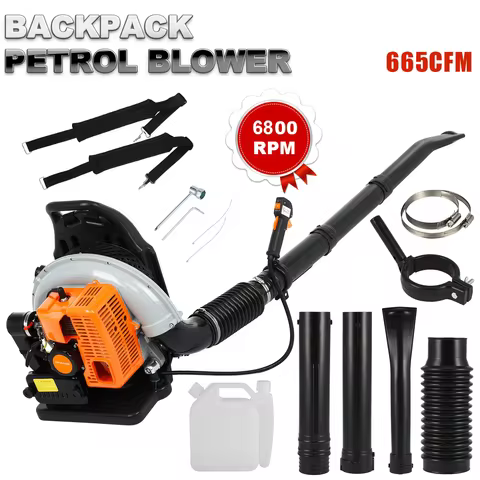 63cc 6800 RPM 665 CFM 2-Cycle Engine Leaf Blower—A High-Performance Tool for Yards, Lawns, Sand, Sno