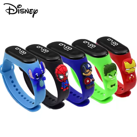 5Pcs Children Digital Watch Boy Girls Spiderman Iron Man LED Sports Wristwatches Silicone Kids Watch
