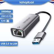 Idigital อะแดปเตอร์ USB to LAN Gigabit Ethernet USB 3.0 to RJ45 การ์ดเครือข่าย 1000/100 Mbps สำหรับแ