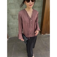 SEDA | AGNES AGNES | Brown Satin Long Sleeve Blouse