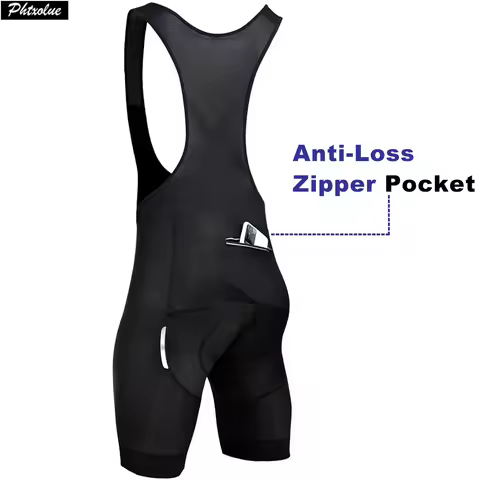 Phtxolue Cycling Bib Shorts Men Anti-Loss Zipper Pocket 6H 500KM Mountain Pro Bicycle Bike Short Blu
