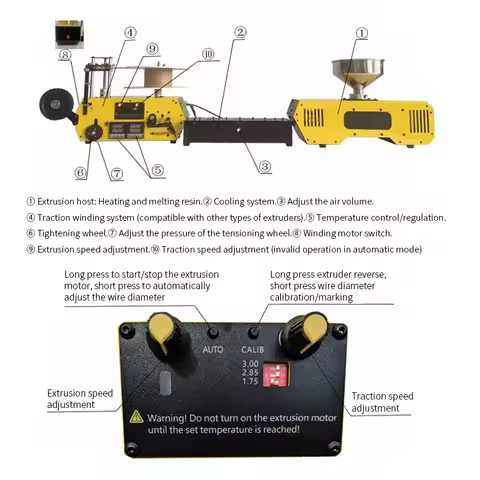 HT400 Desktop Bumblebee Extruder 3D Printing Filament Extruder Automatic Wire Diameter Control for P