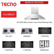 (HOOD + HOB) Tecno KA 2038 (90cm) Chimney Cooker Hood with Free Hob Bundle Package