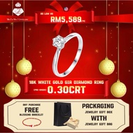 Zy Jewellery 18K White Gold Solitaire Little Crown 0.30crt Diamond Ring (ENFJ04) - GIA Diamond