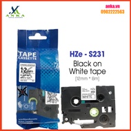 Hze-s231 Printing Label (TZe-S231, TZ2-S231), 12mm X 8m, Black Letters On White Background