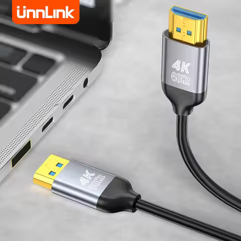 Unnlink Display Port to HDMI Cable 4K 60Hz DP to HDMI-Compatible Adapter cable Video Audio Cable For