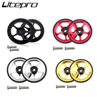 Litepro Folding Bike Easy Wheel For Brompton Aluminum Alloy CNC Easywheel Ultralight Sealed Bearing Push Wheels