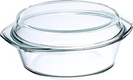 Simax Casserole Dish with Lid, 2.5 Quart Round Glass Casserole Dishes for Oven with Lid and Handles,