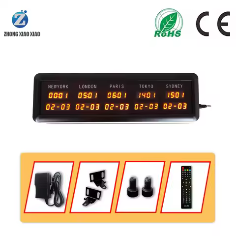 LED mini digital world time zone 0.4 inch clock electronic clock LED multi zone clock 5 cities with 
