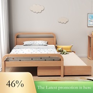 Simple Trundle Bed Edroom All Solid Wood Pull-Out Bed Small Apartment Space-Saving Bunk Bed Twin Bed