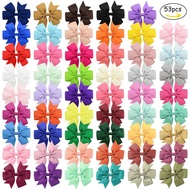 53 Colors Hot Sale Six Ears Solid Color Ribbed Fishtail Bow Hair Clip Hair Accessories Children's He